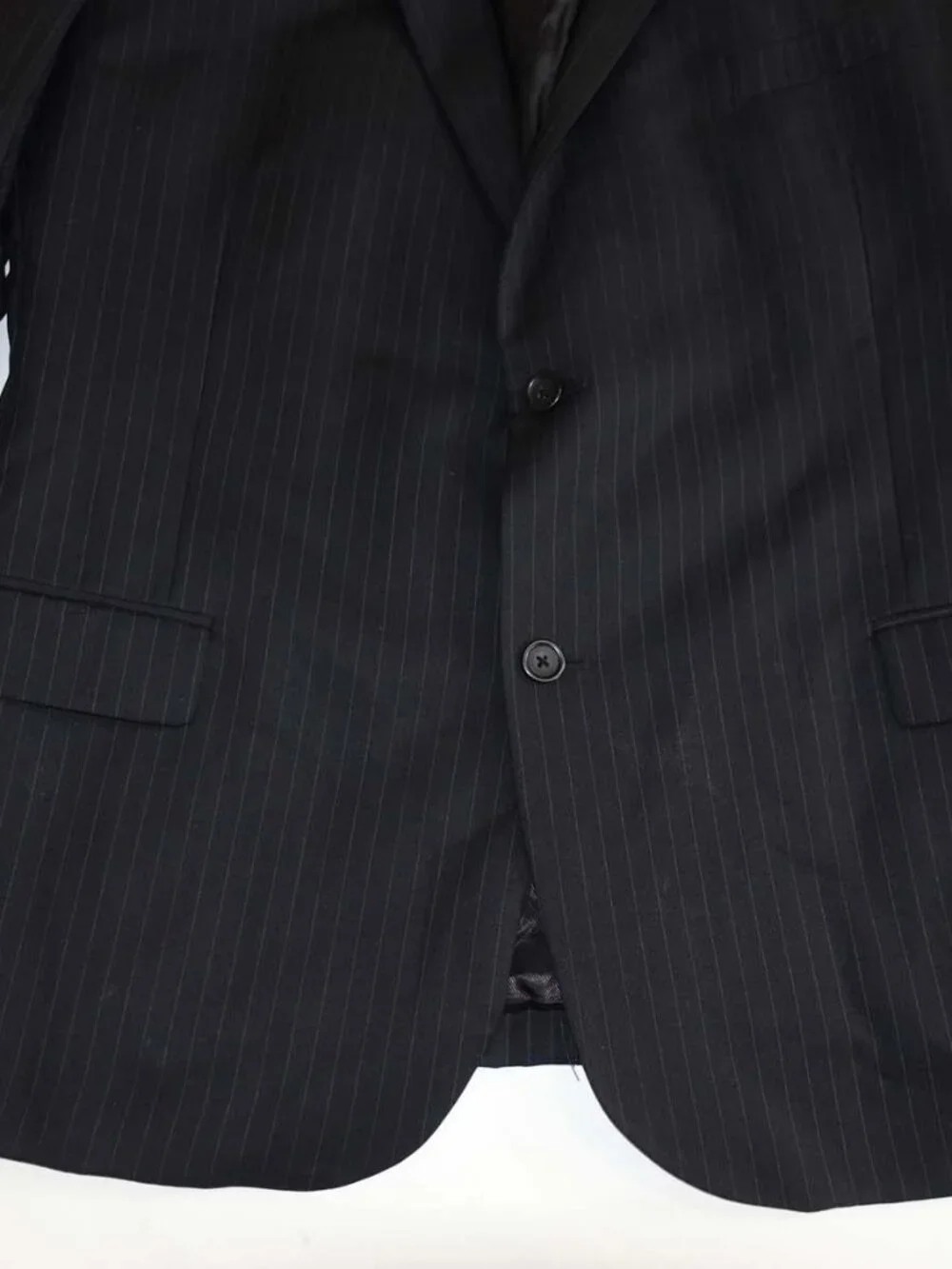 Pronto Uomo Mens Pinstripe 2 Button Suit Size 46 X-Long 40 x 34.5 Dark Gray 46XL